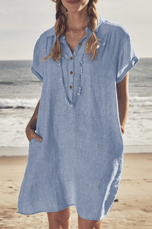 Button-down Cotton Linen Beach Dress